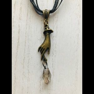 🌈3/$20 Handmade Handcrafted Victorian Mourning Hand Ribbon Necklace w/Teardrop